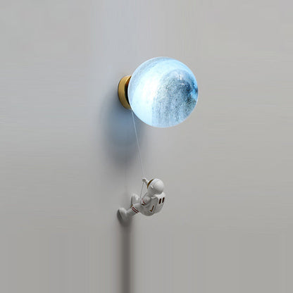Kids Ball Astronaut Lunar Planet 1-Light Wall Sconce Lamp