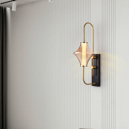 Transitional Iron Glass Wavy Cone LED Wall Sconce Lamp