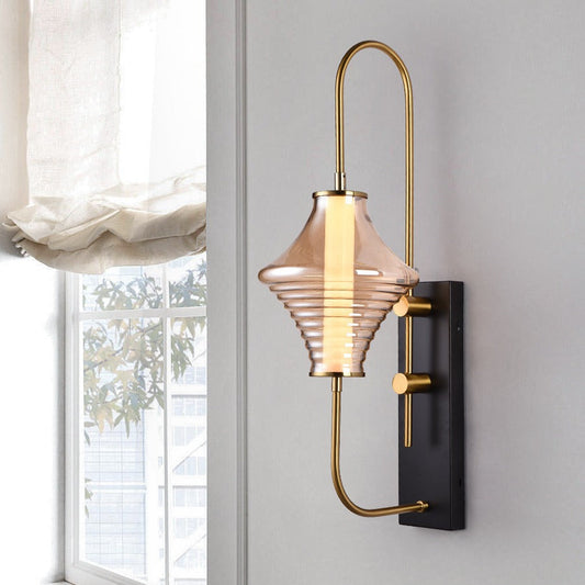 Transitional Iron Glass Wavy Cone LED Wall Sconce Lamp