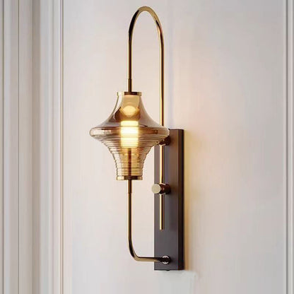 Transitional Iron Glass Wavy Cone LED Wall Sconce Lamp