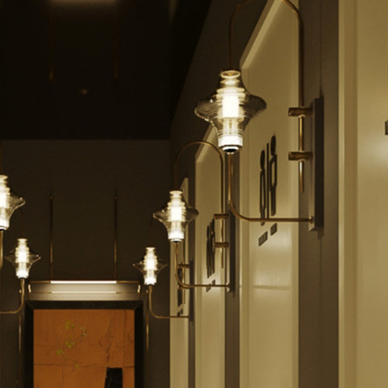 Transitional Iron Glass Wavy Cone LED Wall Sconce Lamp