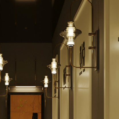 Transitional Iron Glass Wavy Cone LED Wall Sconce Lamp