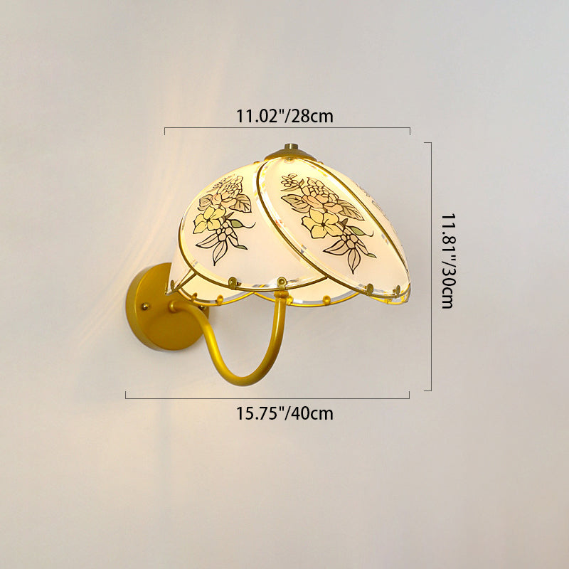 French Glass Dome Umbellate Flower 1-Light Wall Sconce Lamp