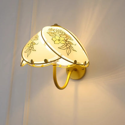 French Glass Dome Umbellate Flower 1-Light Wall Sconce Lamp
