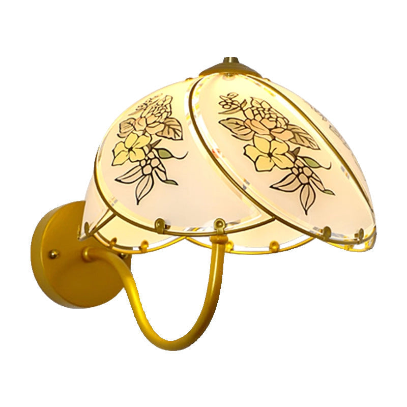 French Glass Dome Umbellate Flower 1-Light Wall Sconce Lamp