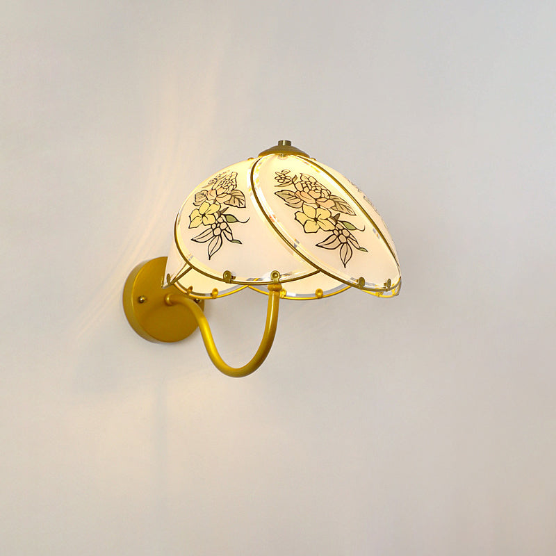 French Glass Dome Umbellate Flower 1-Light Wall Sconce Lamp