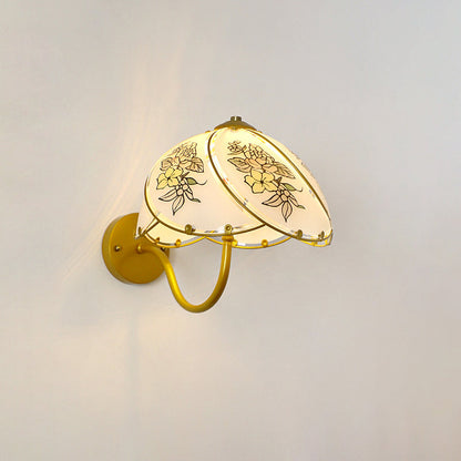 French Glass Dome Umbellate Flower 1-Light Wall Sconce Lamp