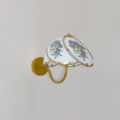 French Glass Dome Umbellate Flower 1-Light Wall Sconce Lamp