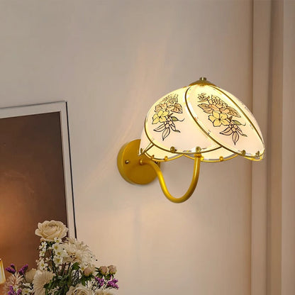 French Glass Dome Umbellate Flower 1-Light Wall Sconce Lamp