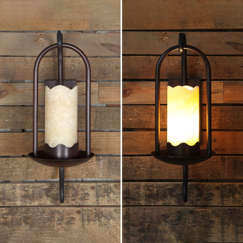 Iron Cylinder Petal Elliptical 1-Light Wall Sconce Lamp