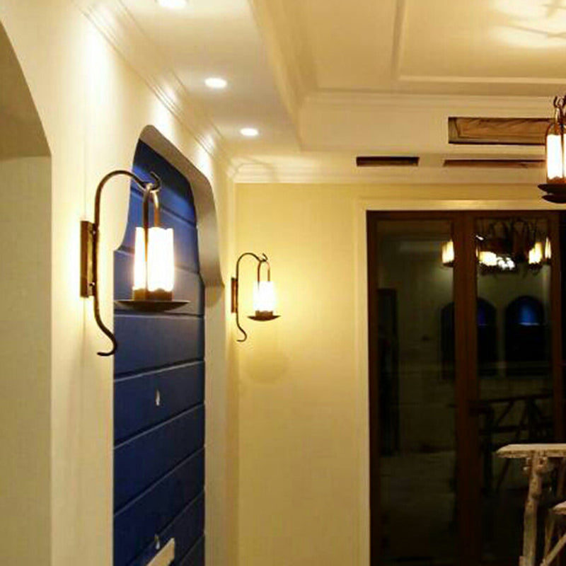 Iron Cylinder Petal Elliptical 1-Light Wall Sconce Lamp