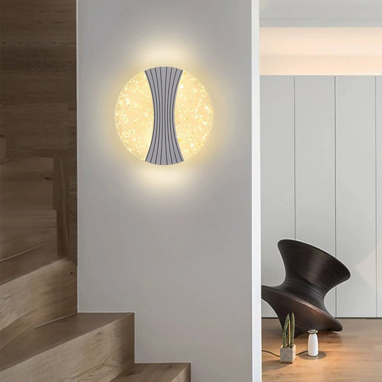 Metal Acrylic Round Column Foil Wire LED Wall Sconce Lamp