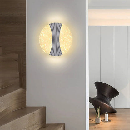 Metal Acrylic Round Column Foil Wire LED Wall Sconce Lamp
