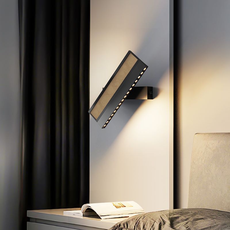 Leather Silica Rectangular Rotatable LED Wall Sconce Lamp