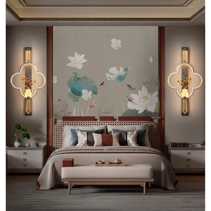 Chinese Alloy Flower Deer Bottle Gourd LED Wall Sconce Lamp