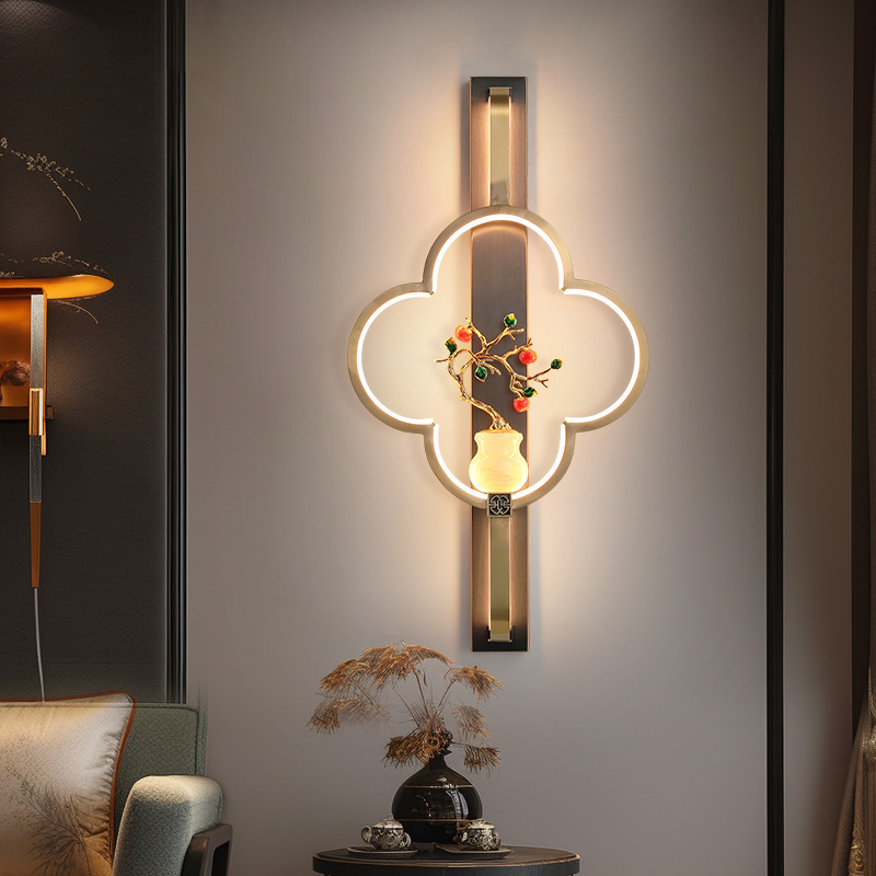 Chinese Alloy Flower Deer Bottle Gourd LED Wall Sconce Lamp