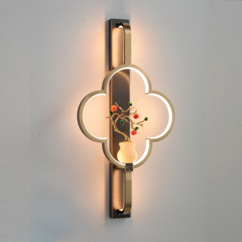Chinese Alloy Flower Deer Bottle Gourd LED Wall Sconce Lamp