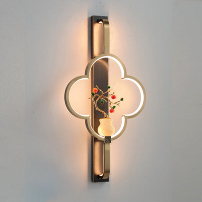 Chinese Alloy Flower Deer Bottle Gourd LED Wall Sconce Lamp