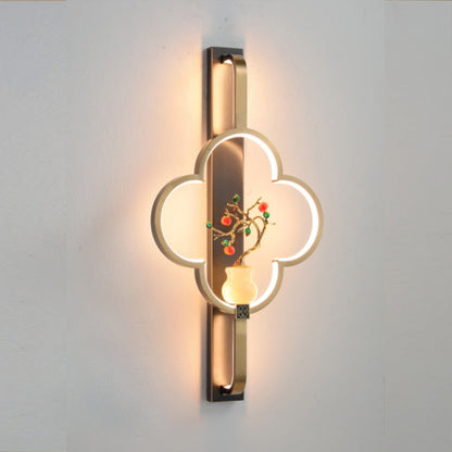 Chinese Alloy Flower Deer Bottle Gourd LED Wall Sconce Lamp