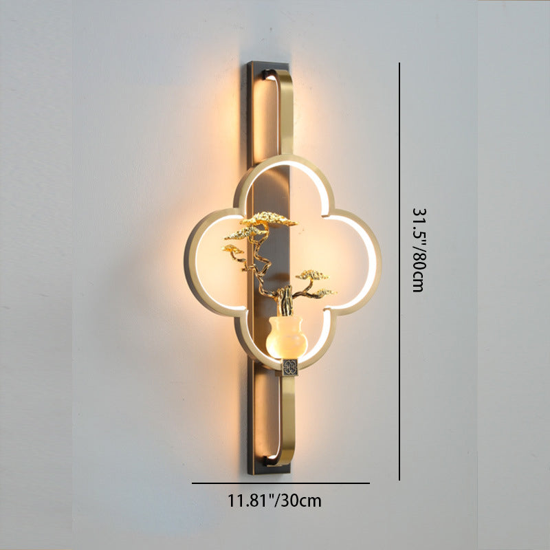 Chinese Alloy Flower Deer Bottle Gourd LED Wall Sconce Lamp