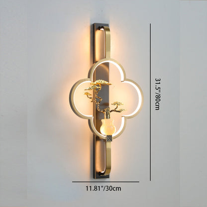 Chinese Alloy Flower Deer Bottle Gourd LED Wall Sconce Lamp