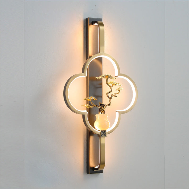Chinese Alloy Flower Deer Bottle Gourd LED Wall Sconce Lamp