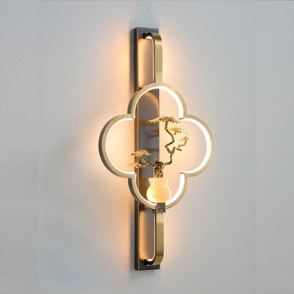 Chinese Alloy Flower Deer Bottle Gourd LED Wall Sconce Lamp