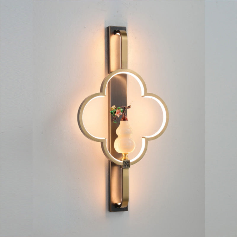 Chinese Alloy Flower Deer Bottle Gourd LED Wall Sconce Lamp
