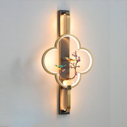 Chinese Alloy Flower Deer Bottle Gourd LED Wall Sconce Lamp
