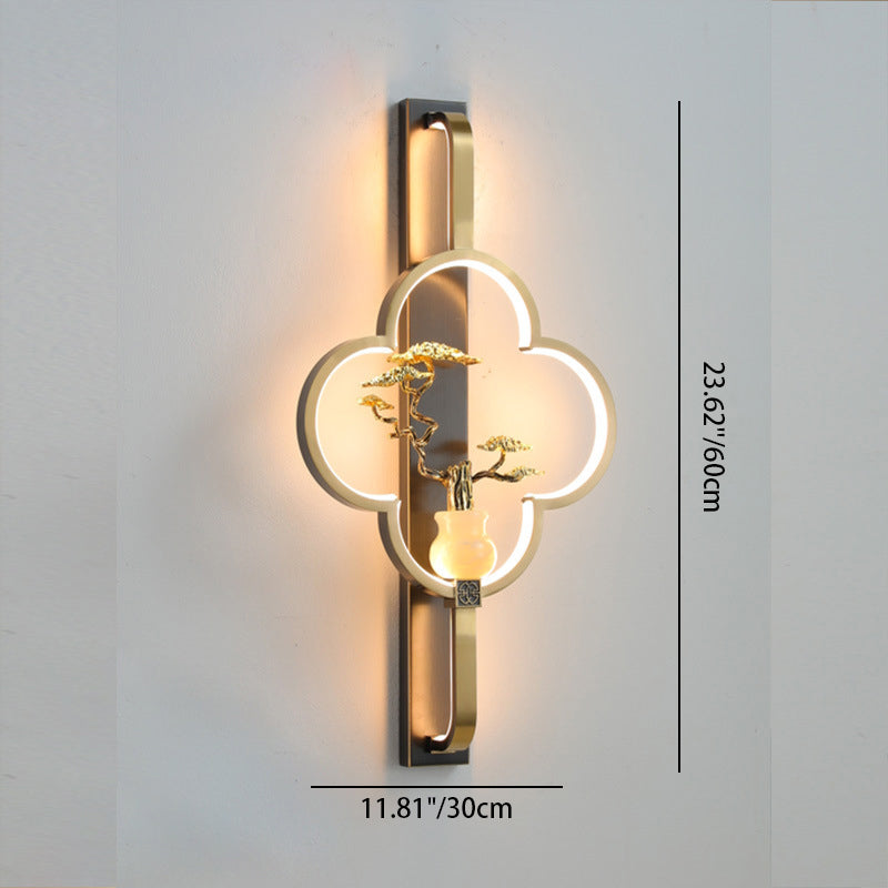 Chinese Alloy Flower Deer Bottle Gourd LED Wall Sconce Lamp