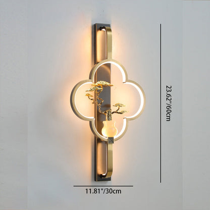 Chinese Alloy Flower Deer Bottle Gourd LED Wall Sconce Lamp