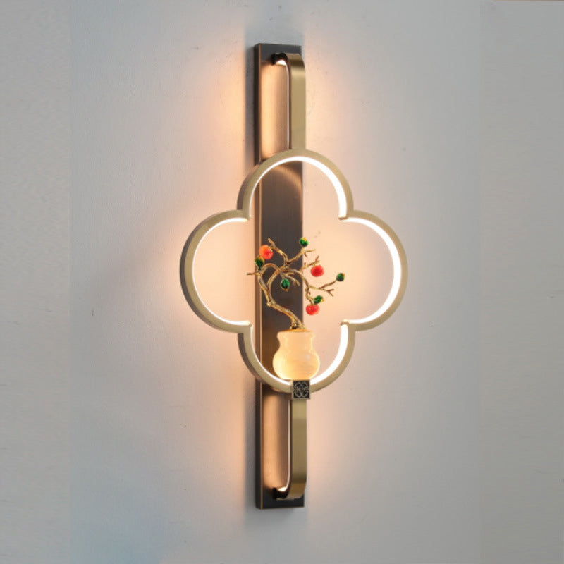 Chinese Alloy Flower Deer Bottle Gourd LED Wall Sconce Lamp