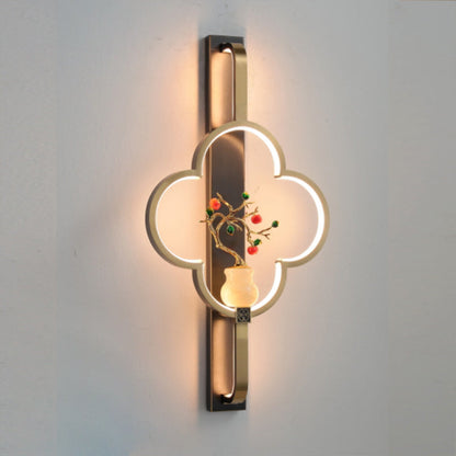 Chinese Alloy Flower Deer Bottle Gourd LED Wall Sconce Lamp