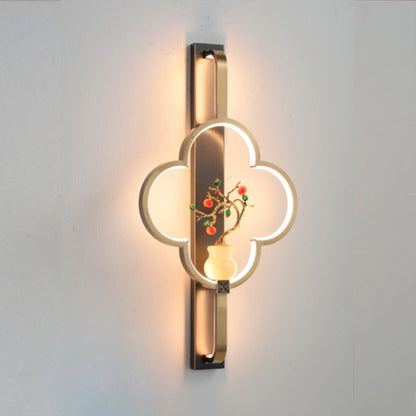 Chinese Alloy Flower Deer Bottle Gourd LED Wall Sconce Lamp