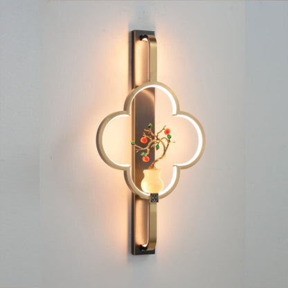 Chinese Alloy Flower Deer Bottle Gourd LED Wall Sconce Lamp