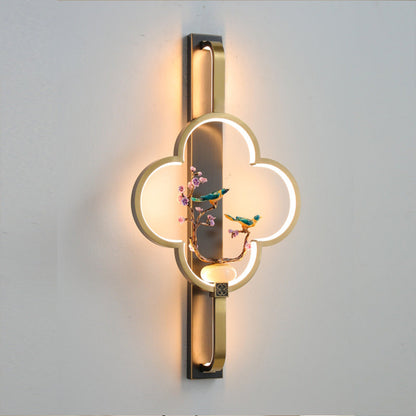 Chinese Alloy Flower Deer Bottle Gourd LED Wall Sconce Lamp