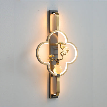 Chinese Alloy Flower Deer Bottle Gourd LED Wall Sconce Lamp