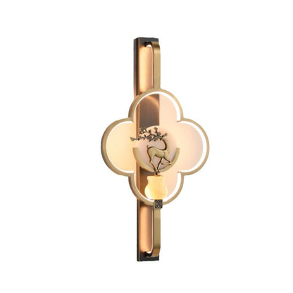 Chinese Alloy Flower Deer Bottle Gourd LED Wall Sconce Lamp
