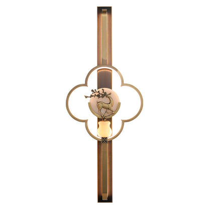 Chinese Alloy Flower Deer Bottle Gourd LED Wall Sconce Lamp