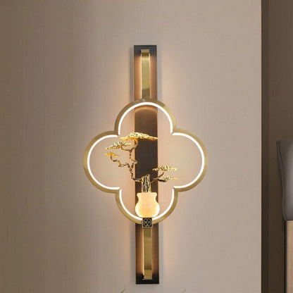 Chinese Alloy Flower Deer Bottle Gourd LED Wall Sconce Lamp