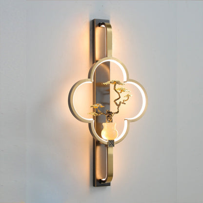 Chinese Alloy Flower Deer Bottle Gourd LED Wall Sconce Lamp