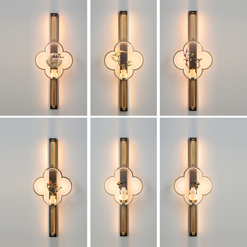 Chinese Alloy Flower Deer Bottle Gourd LED Wall Sconce Lamp