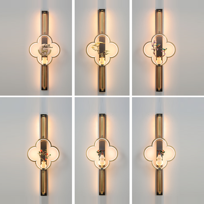 Chinese Alloy Flower Deer Bottle Gourd LED Wall Sconce Lamp