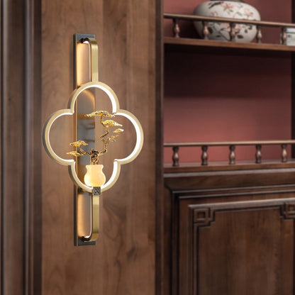 Chinese Alloy Flower Deer Bottle Gourd LED Wall Sconce Lamp