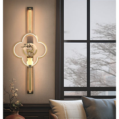 Chinese Alloy Flower Deer Bottle Gourd LED Wall Sconce Lamp