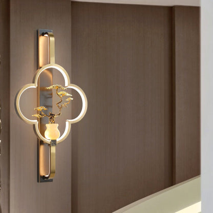 Chinese Alloy Flower Deer Bottle Gourd LED Wall Sconce Lamp