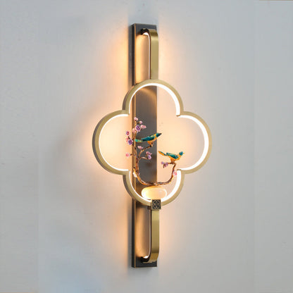 Chinese Alloy Flower Deer Bottle Gourd LED Wall Sconce Lamp