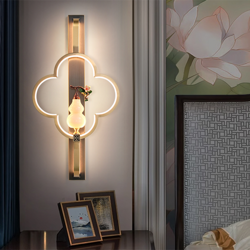 Chinese Alloy Flower Deer Bottle Gourd LED Wall Sconce Lamp
