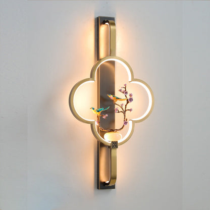 Chinese Alloy Flower Deer Bottle Gourd LED Wall Sconce Lamp