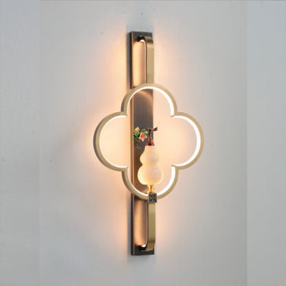 Chinese Alloy Flower Deer Bottle Gourd LED Wall Sconce Lamp